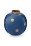 Vase en Métal Pois Bleu Marine/Or 23cm