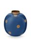 Vase en Métal Pois Bleu Marine/Or 23cm