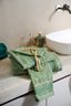 Lot de 3 Gants de Toilette Jasmin Jacquard Vert 16x22cm