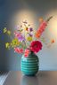 Metalen Vaas Stripes Groen 32cm
