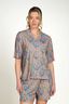 Flora Top Korte Mouw Ornamento Blauw