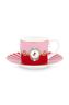 Set/2 Tasse & Untertasse Love Birds Medallion Rot-Rosa