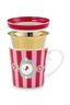 Tea for One Love Birds Medallion Streifen Rot-Rosa