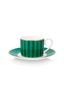Set/2 Espresso Tasse & Untertasse Love Birds Streifen Emerald-Grün