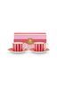 Set/2 Espresso Tasse & Untertasse Love Birds Streifen Rot-Rosa