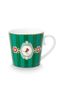 Set/2 Tassen Groß Love Birds Medallion Streifen Emerald-Grün