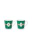 Set/2 Tassen Groß Love Birds Medallion Streifen Emerald-Grün