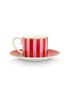 Set/2 Espresso Tasse & Untertasse Love Birds Streifen Rot-Rosa
