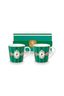Set/2 Tassen Groß Love Birds Medallion Streifen Emerald-Grün
