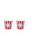 Set/2 Tassen Klein Love Birds Medallion Streifen Rot-Rosa