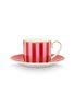 Set/2 Espresso Tasse & Untertasse Love Birds Streifen Rot-Rosa