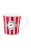 Set/2 Tassen Groß Love Birds Medallion Streifen Rot-Rosa