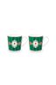 Set/2 Tassen Klein Love Birds Medallion Streifen Emerald-Grün
