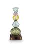 Bougeoir avec Perles en Verre Vert 23.5cm