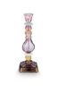 Bougeoir avec Perles en Verre Lilas 28cm