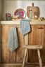 Set/2 Torchon de Cuisine Blooming Tales Bustani-Pashmina Khaki/Bleu