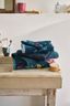 Lot de 3 Gants de Toilette Les Fleurs Bleu Foncé 16x22 cm