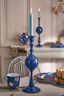 Kaarsenhouder Metalen Bol Marineblauw 37cm