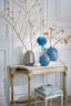 Vase Metall Punkte Hellblau/Gold 32cm