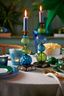 Kerzenständer Glas Perlen Blau/Grün 30cm