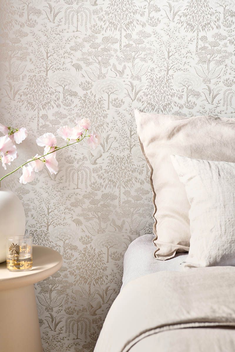 Pip Studio Origami Tree Non-Woven Wallpaper Off White/Silver | Pip Studio